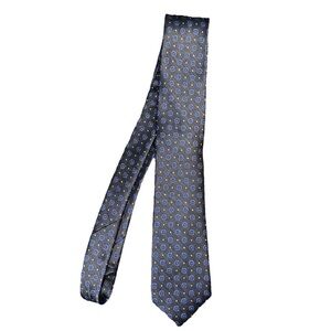 Pronto Uomo Navy and Gray Patterned Tie 100% Silk NWT